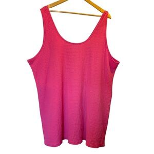 TORRID Bright Pink Textured Tunic-Length Sleeveless Shirt Tank Top - Size 6 (6X)